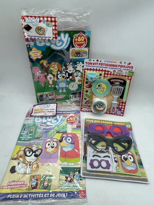 Lot de 2 livres d'activité magazine Bluey Neuf avec ces jouets