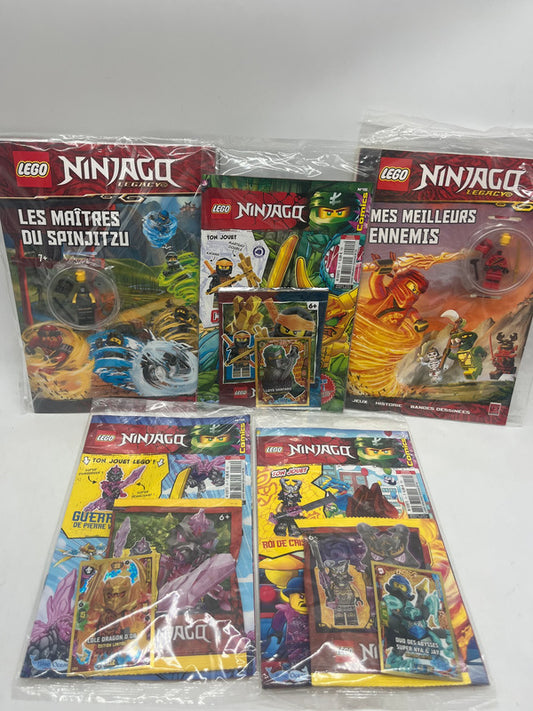 Lot de 5 livres D’activités Magazines Lego Ninjago Avec leurs figurines Neuf