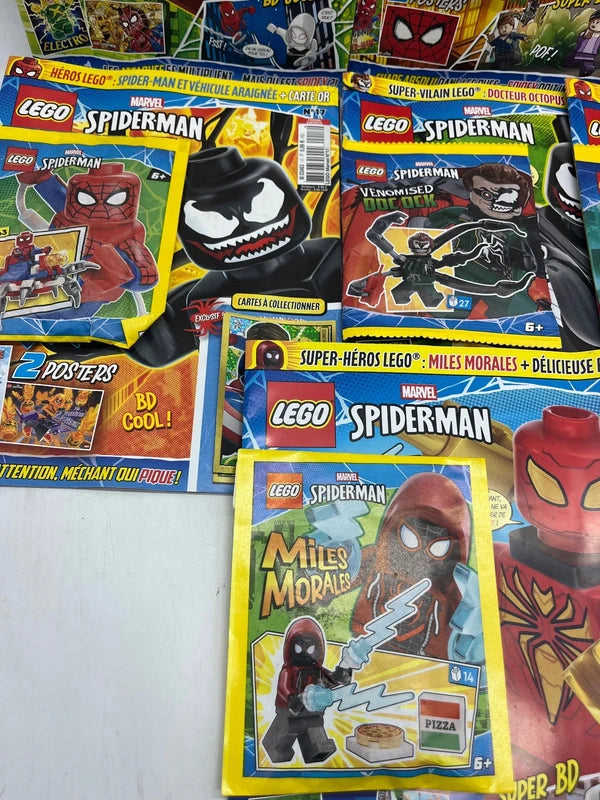 Lot de 7 livres D’activités Magazines Lego Marvel Spiderman Avec leurs figurines Neuf