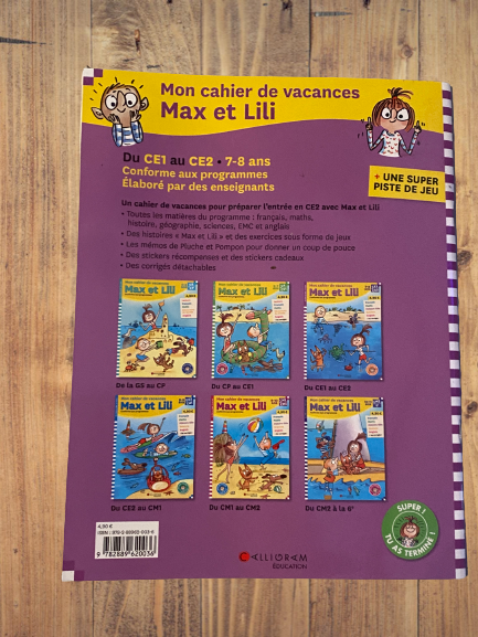 Cahier de vacances Max et Lili 7-8ans CE1/CE2  Neuf Apprends en t'amusant !