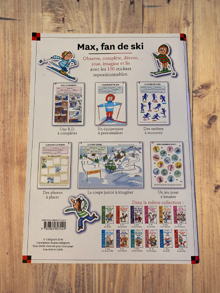 Livre activité La vie avec Max et Lili modèle "Max fan de ski  " avec 150 stickers repositionnables