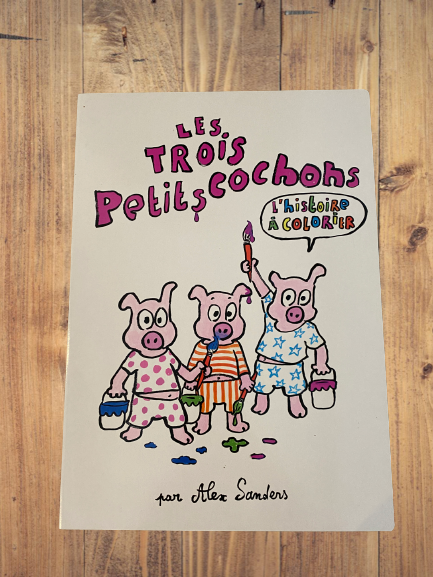 Livre à colorier Conte Les 3 PETITS COCHONS Neuf Livre très grand format !