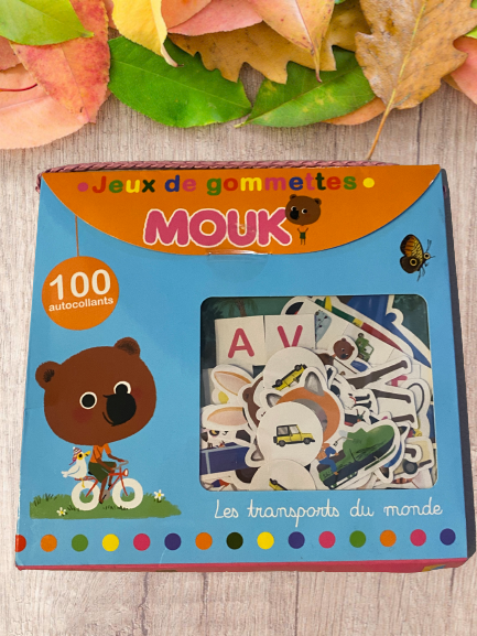 Paquet de 100 gommettes MOUK les transports du monde  !