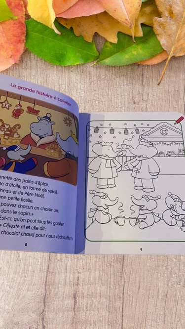 Magazine livre souple Babar attend Noêl stickers coloriage histoires Neuf