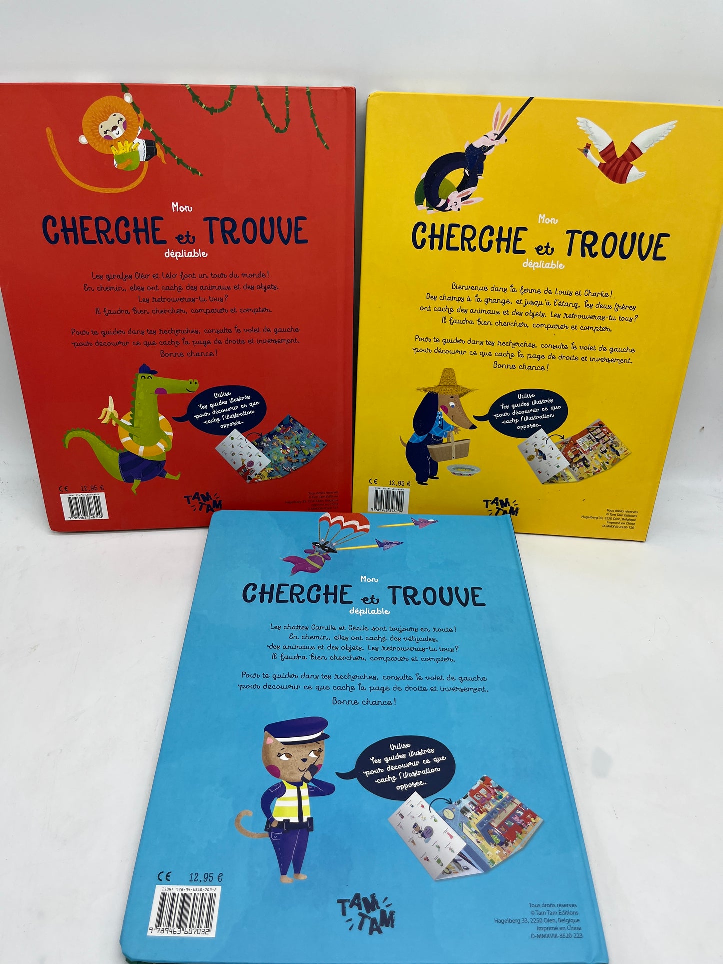 Lot de 3 livres  Ludique  Cherche et trouve Depliable Neuf