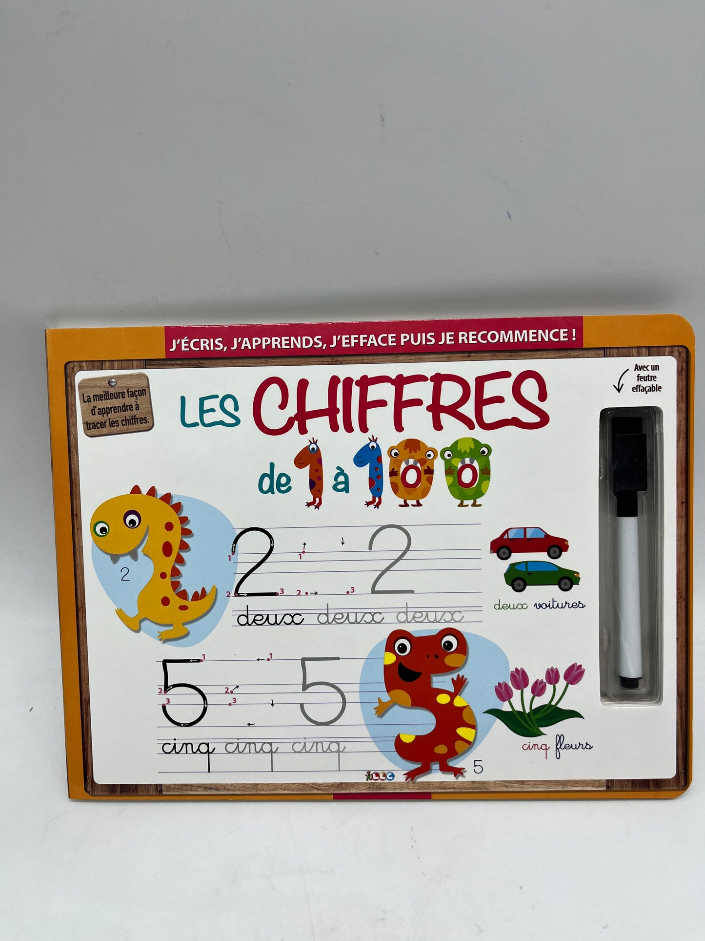 Ardoise avec son marqueur j'apprends à les chiffres Neuf Methode Boscher Spécial maternelle