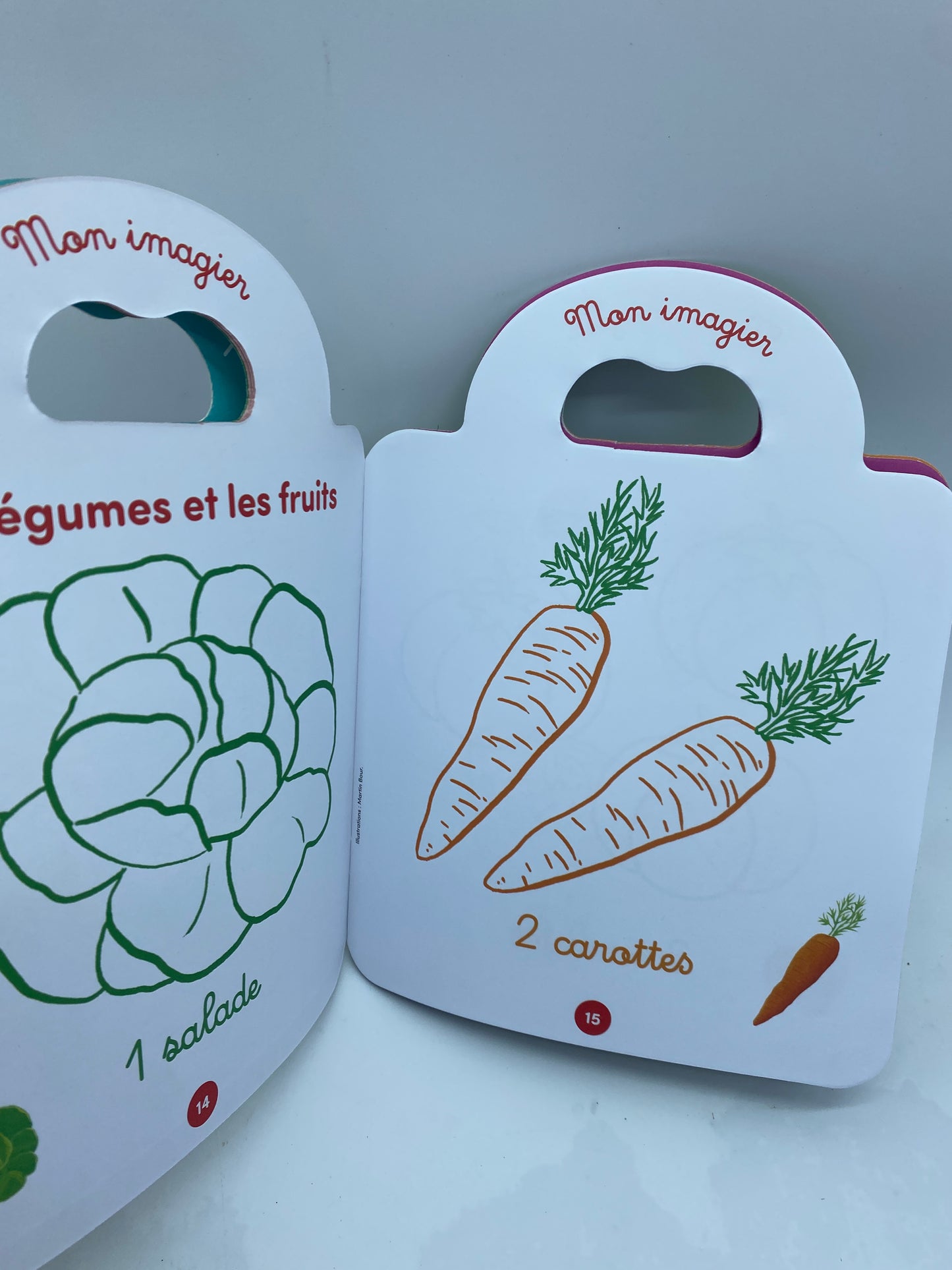 Magazine livre d’activité Je colorie avec  Petit Ours brun avec ses crayons de couleurs  thème au marché Neuf