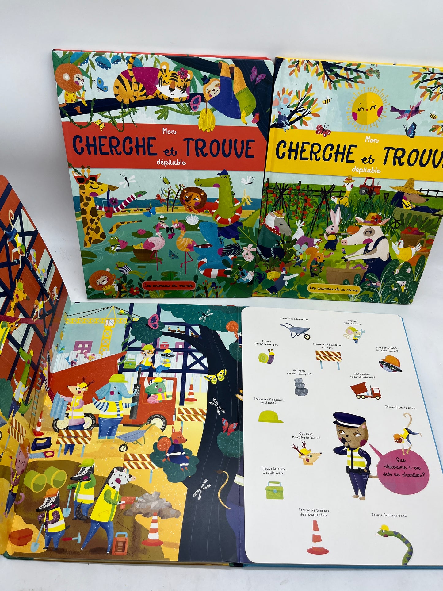 Lot de 3 livres  Ludique  Cherche et trouve Depliable Neuf