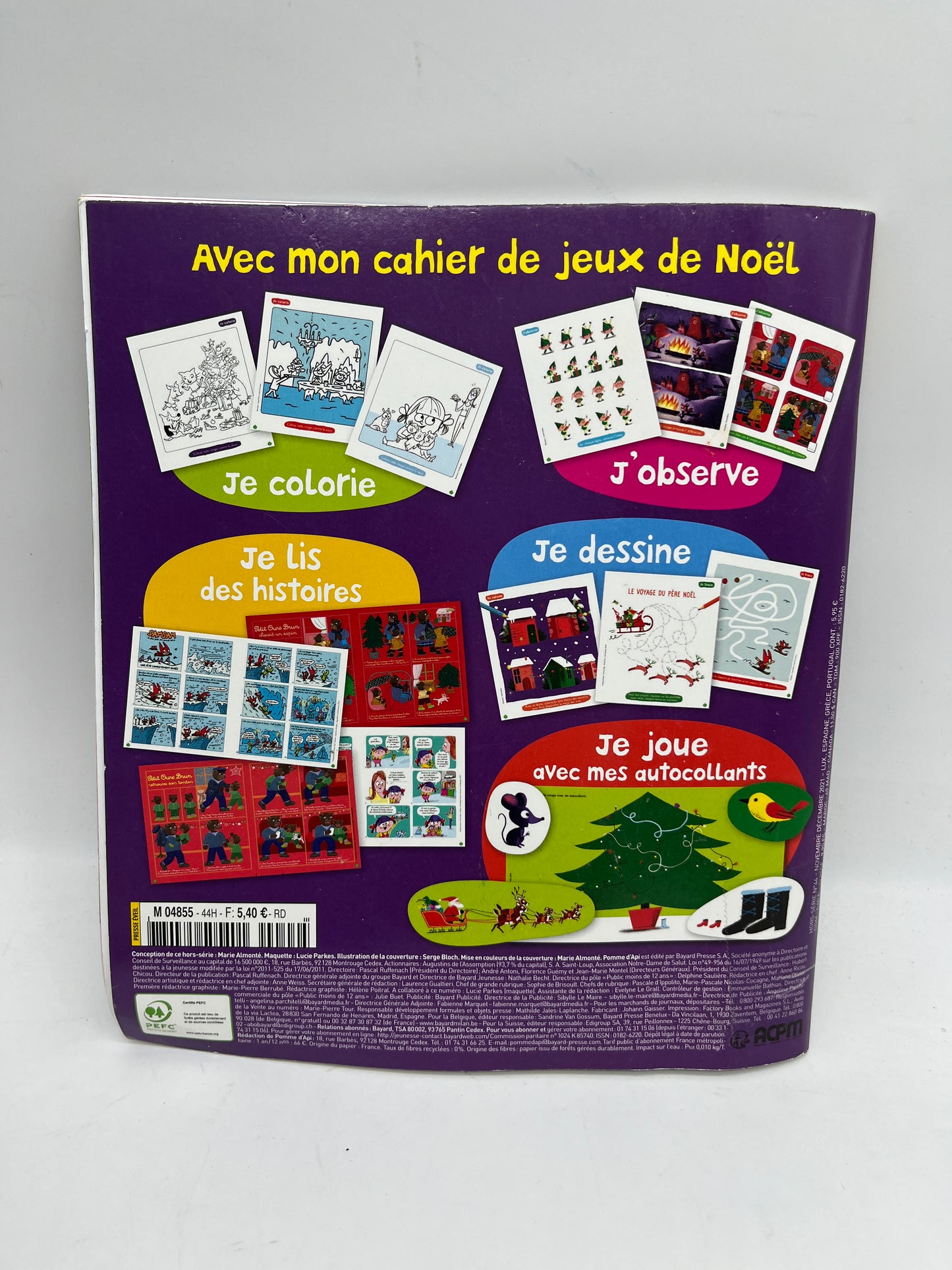livre d’activite magazine  Pomme d’api mon cahier de jeu Noël Neuf avec ses crayons