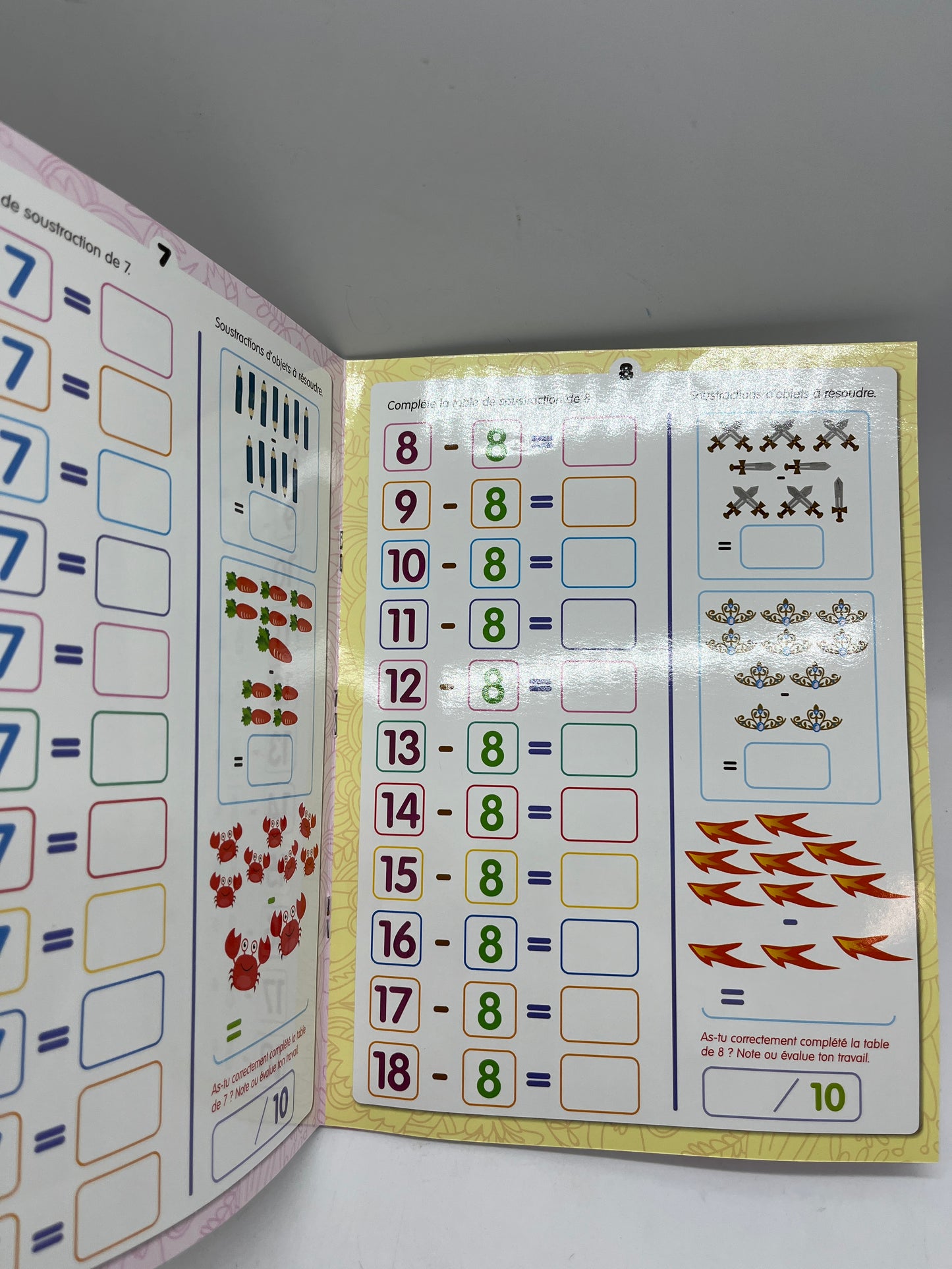 livre d’activité exercice Les soustractions avec son marqueur Neuf Methode Boscher Neuf