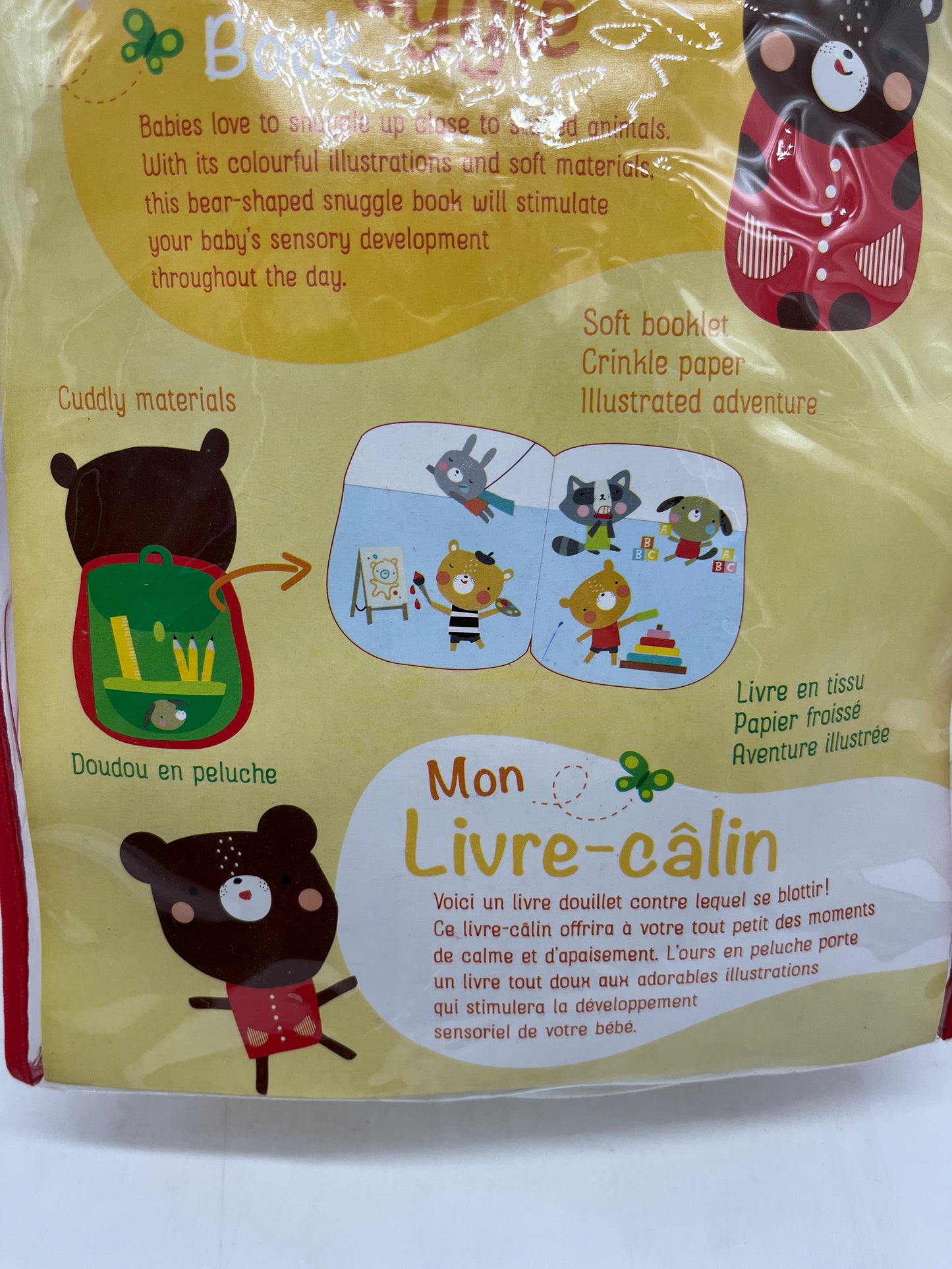 Coffret Mon livre câlin modèle Ourson avec sa peluche et son livre tissus détachable  Neuf