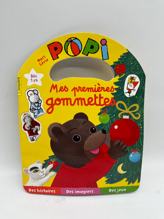 Livre d’activité magazine Popi mes premières gommettes avec Petit Ours Brun  special Noël Neuf !