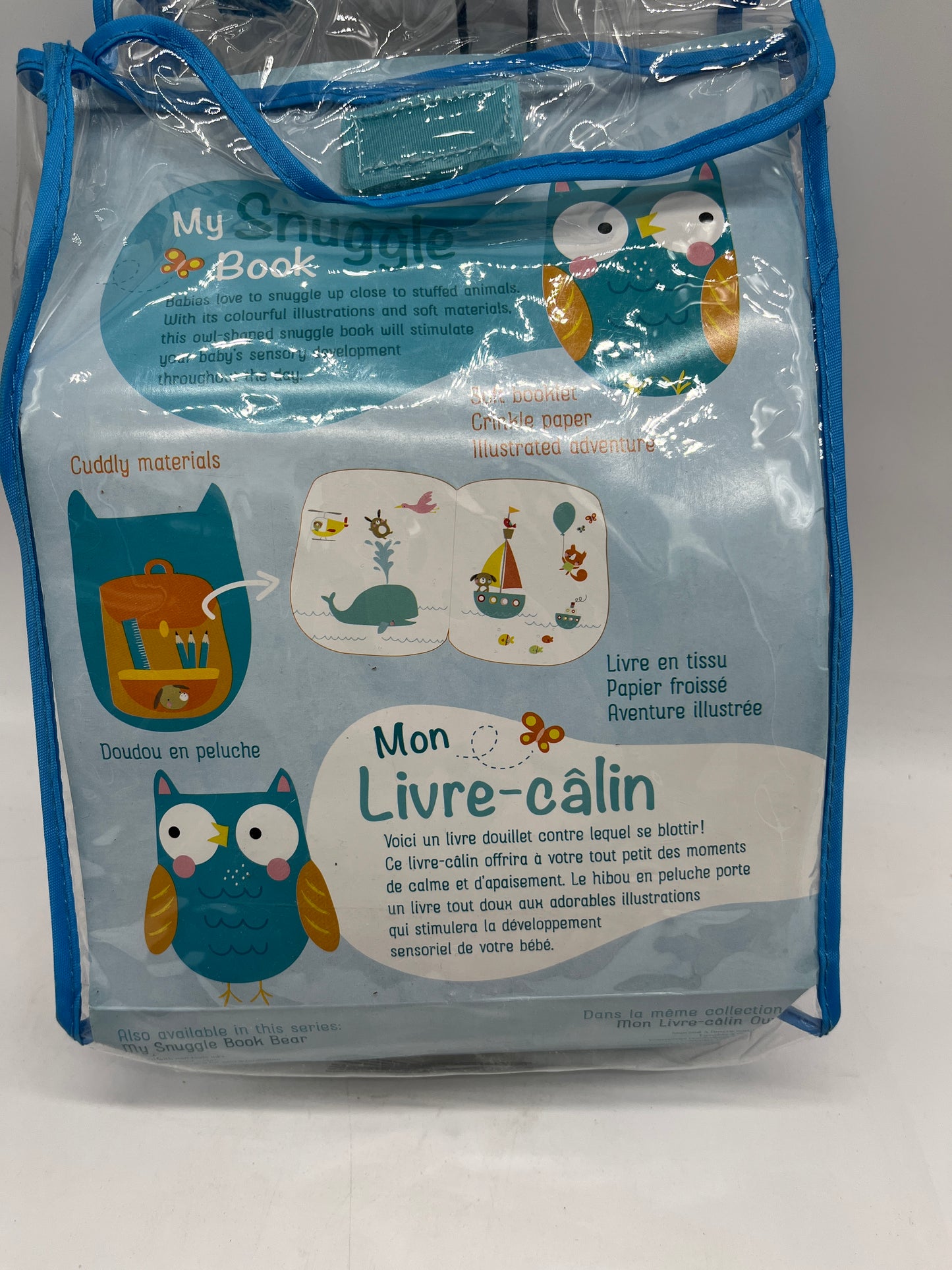 Coffret Mon livre câlin modèle Hiboux  avec sa peluche et son livre tissus détachable  Neuf