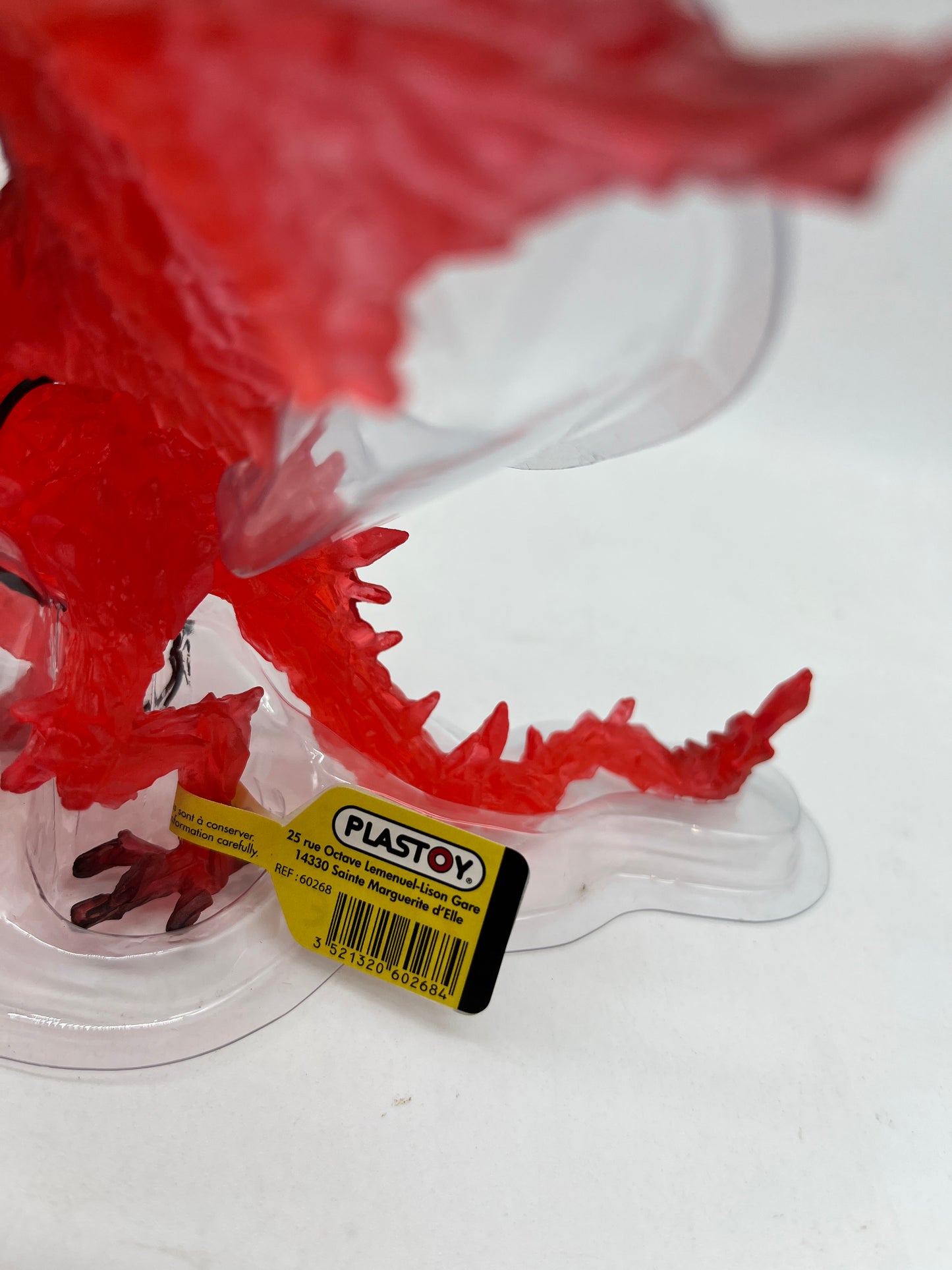 Figurine Plastoy Dragon rouge transparent Neuf avec étiquette