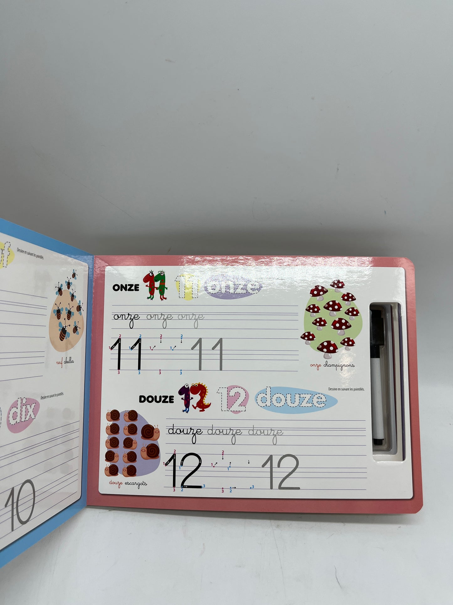 Ardoise avec son marqueur j'apprends à les chiffres Neuf Methode Boscher Spécial maternelle