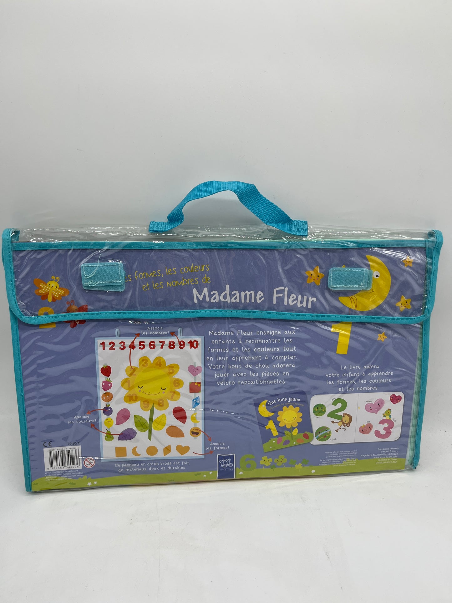 J'apprends avec Madame lune et son poster tissu et ces pièces Velcro et son livre