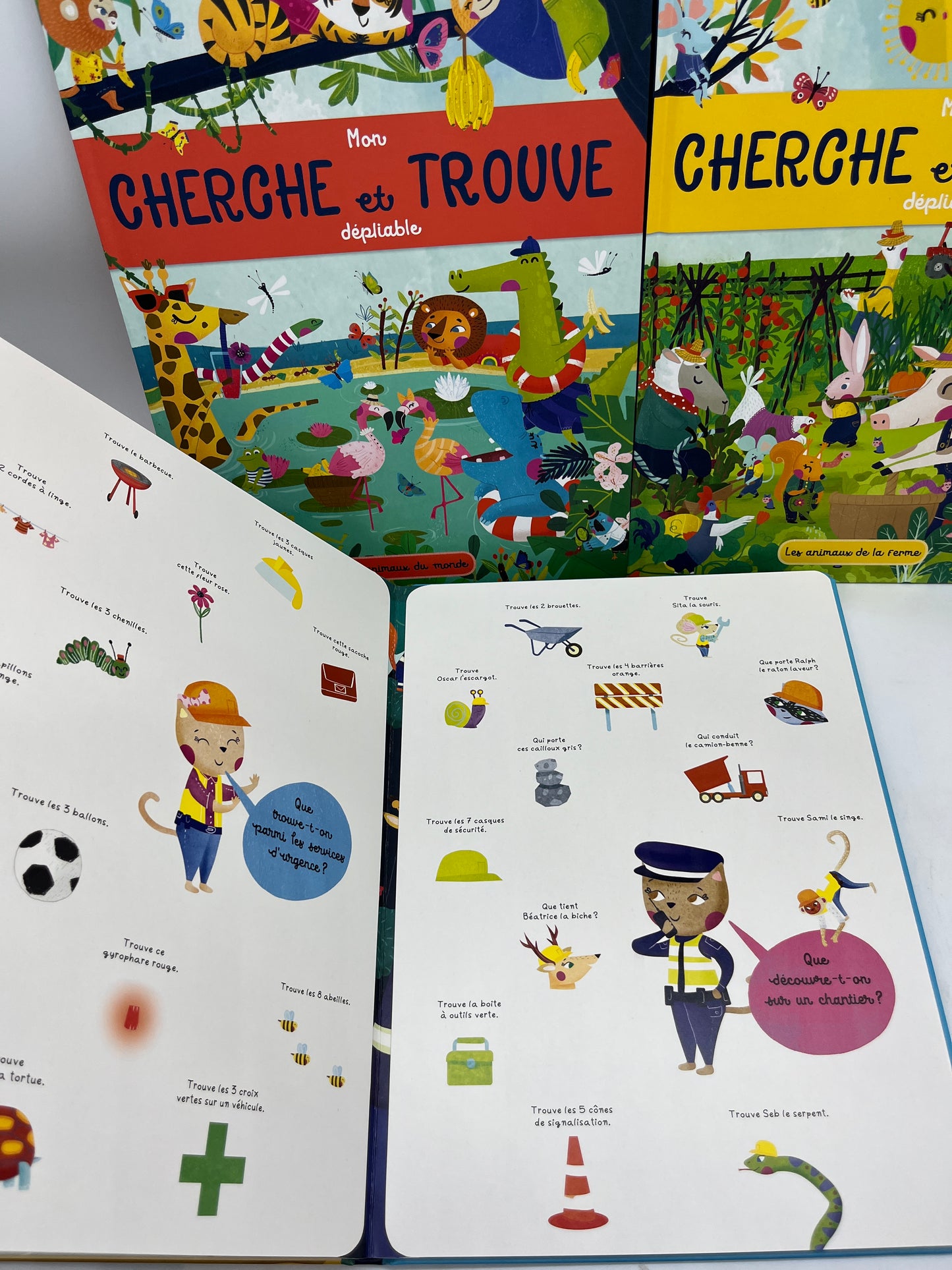 Lot de 3 livres  Ludique  Cherche et trouve Depliable Neuf