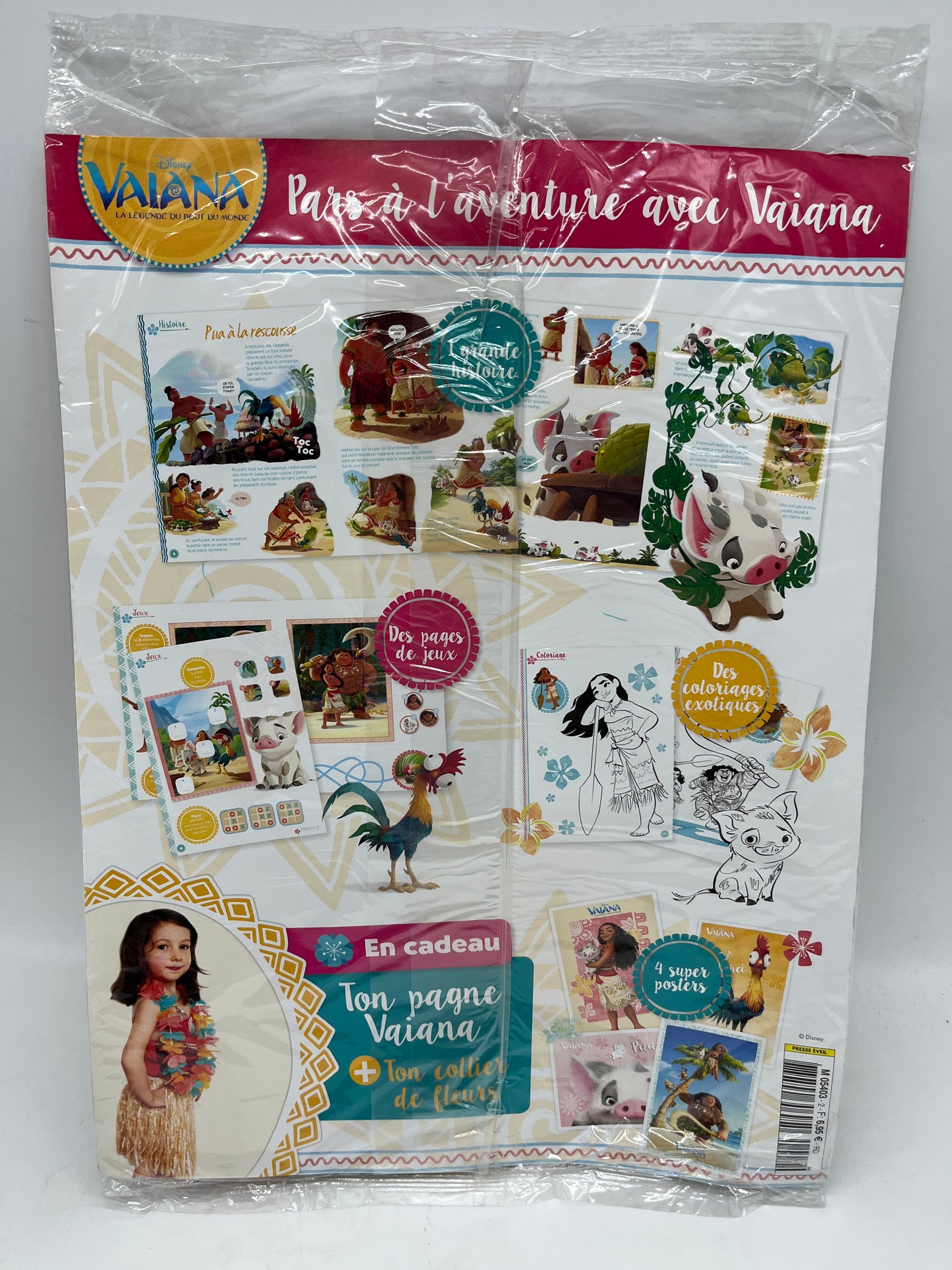 Livre d’activité Magazines Disney princesse Vaiana avec sa jupe pagne et son collier de fleurs Neuf