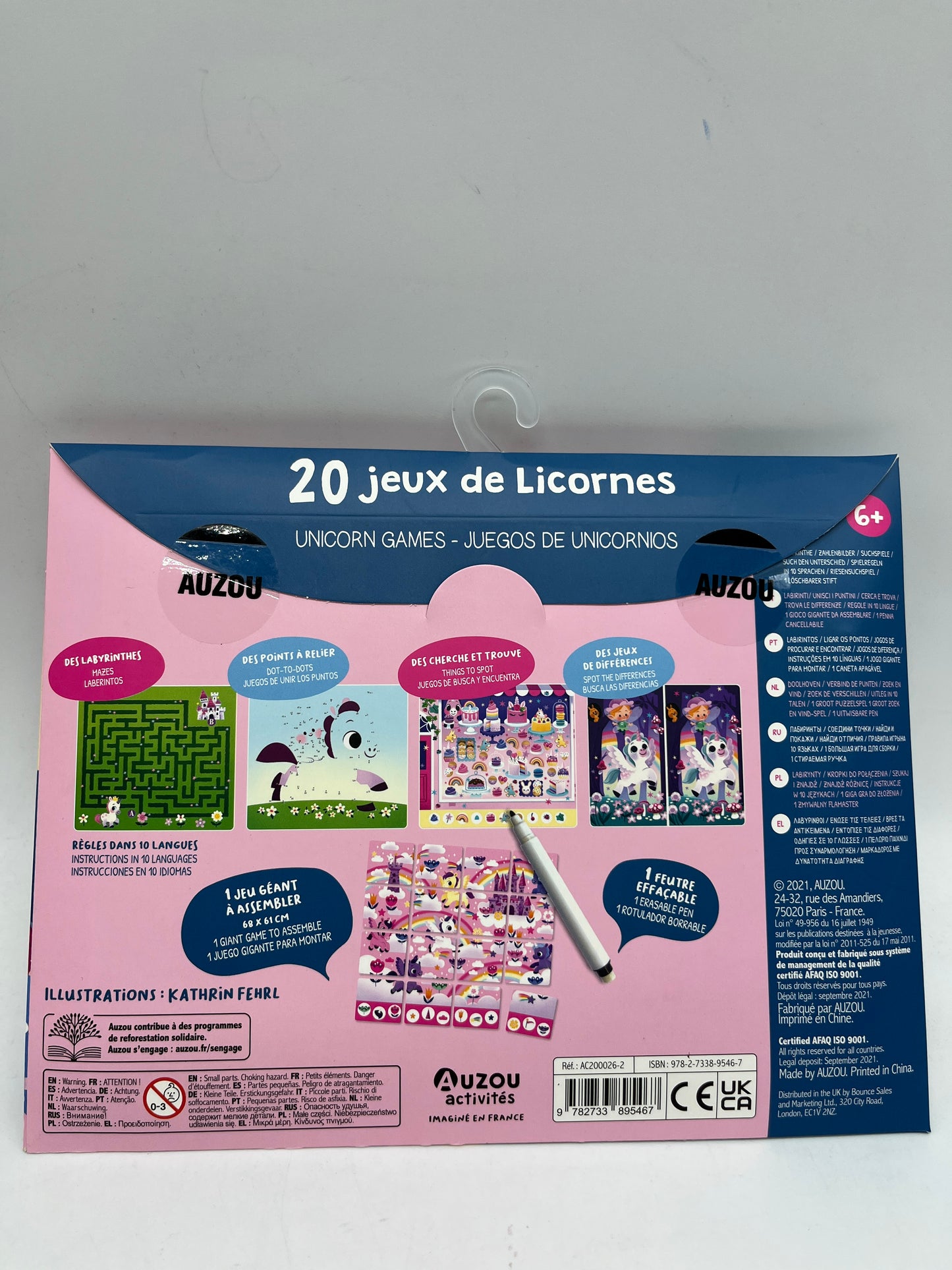 Pochette pack d’activité Mes 20 jeux de licornes Neuf édition auzou Neuf
