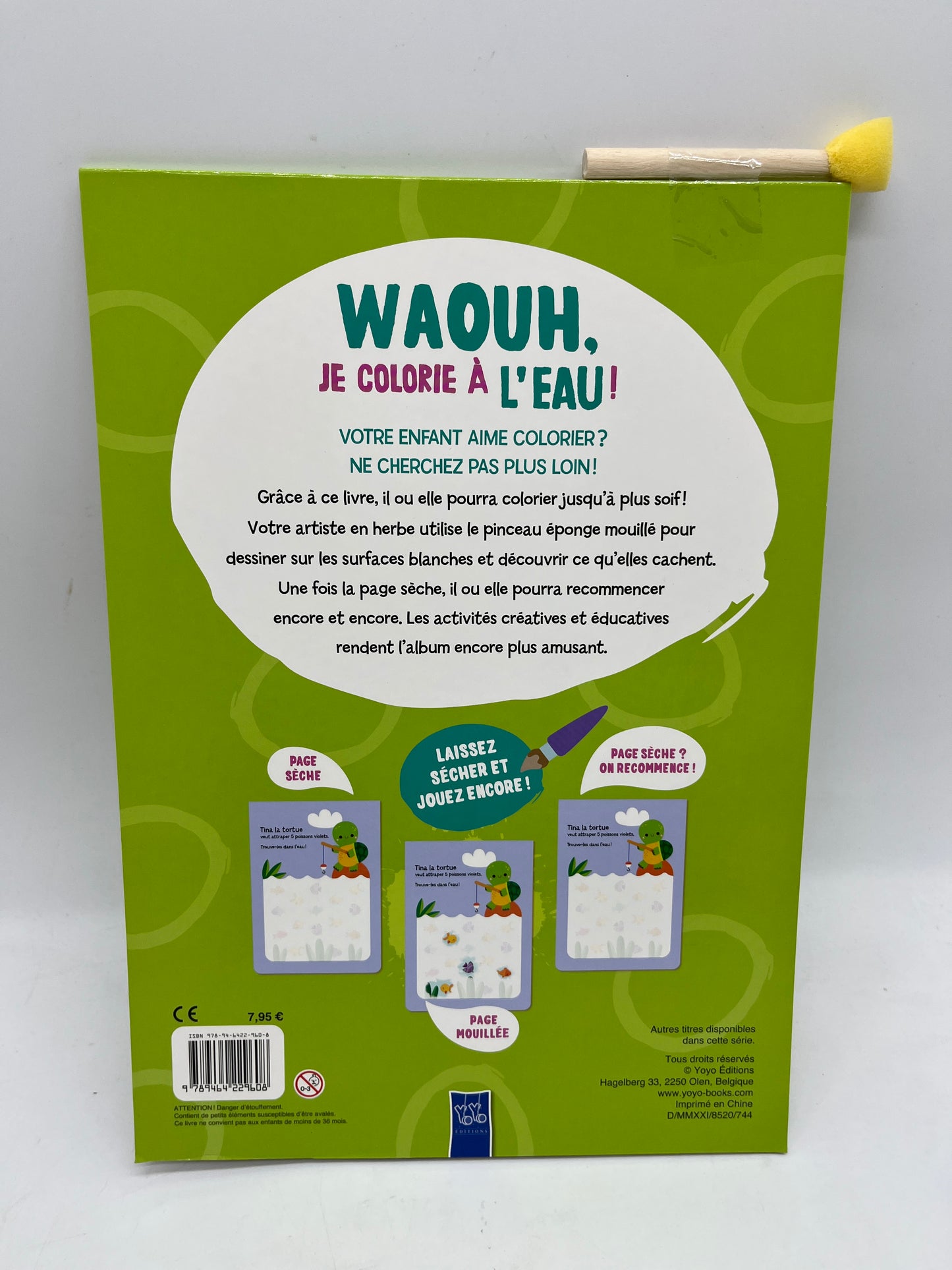Livre d’activité magazine  Wahou je colorie à’l’eau  modèle vert  special printemps été Neuf !