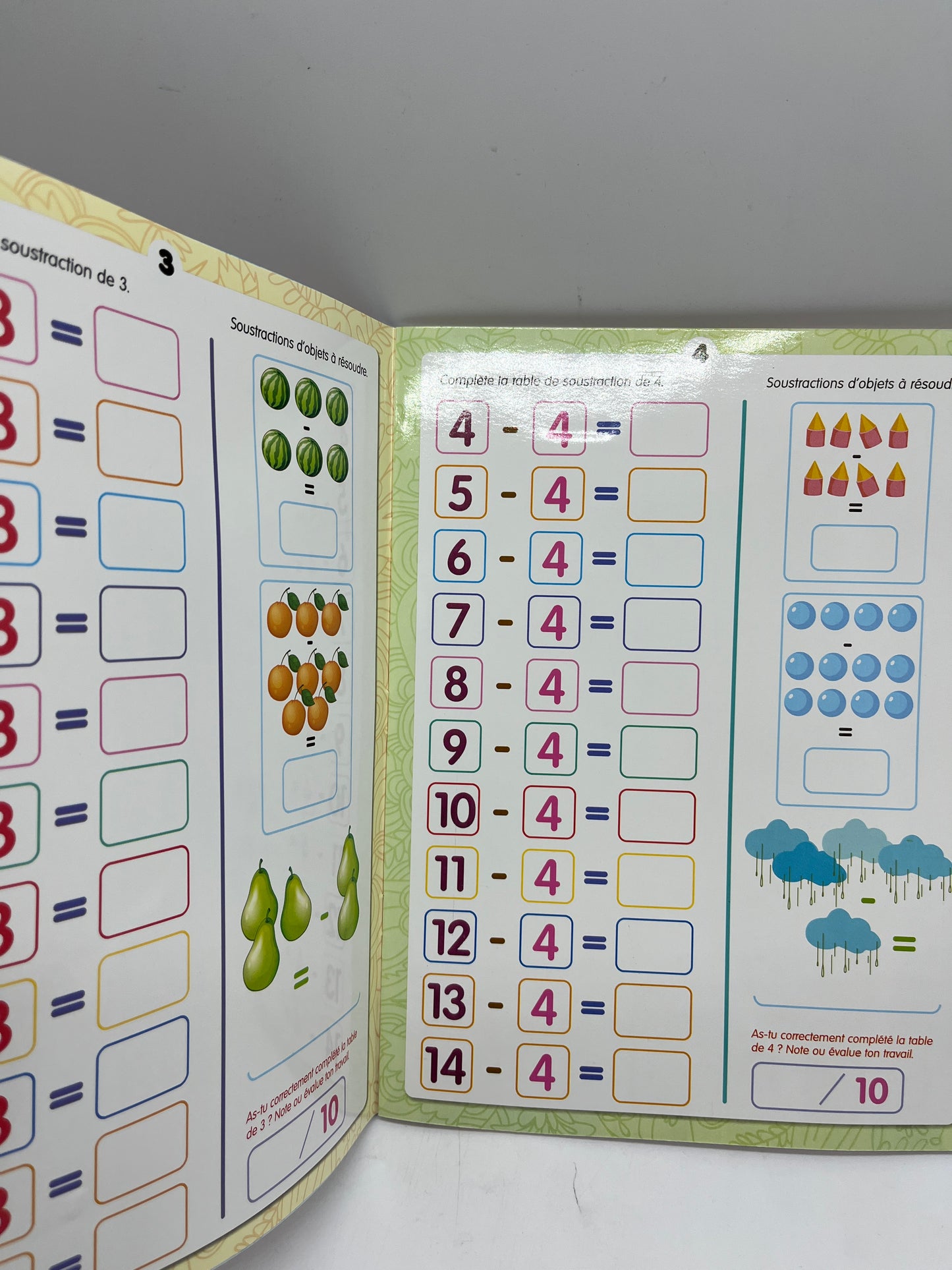 livre d’activité exercice Les soustractions avec son marqueur Neuf Methode Boscher Neuf