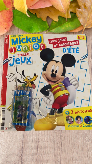 Magazine Mickey Junior Disney avec ses crayons Jeux histoires activité Neuf